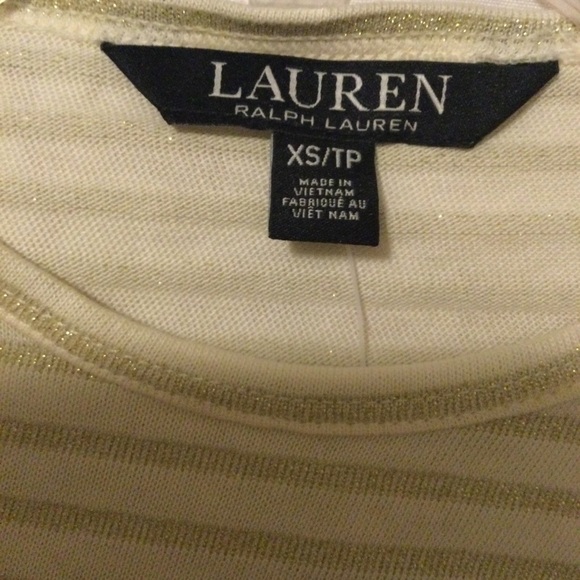 Ralph Lauren Metallic Gold Cream Stripe Top - Picture 4 of 7